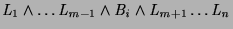 $L_1 \wedge \ldots L_{m-1}
\wedge B_i \wedge L_{m+1} \ldots L_n$