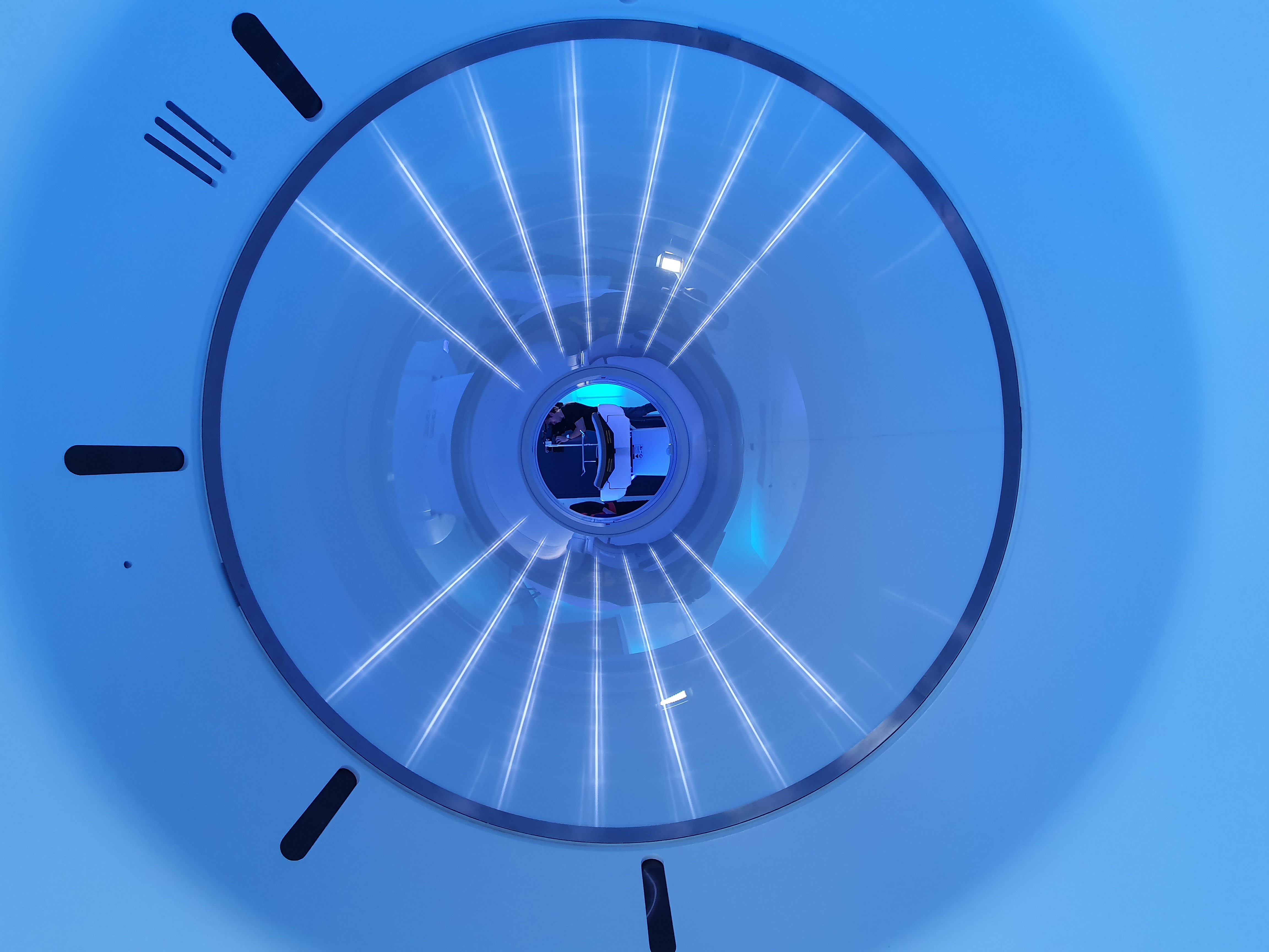 view of the inside of the first whole body PET scanner installed